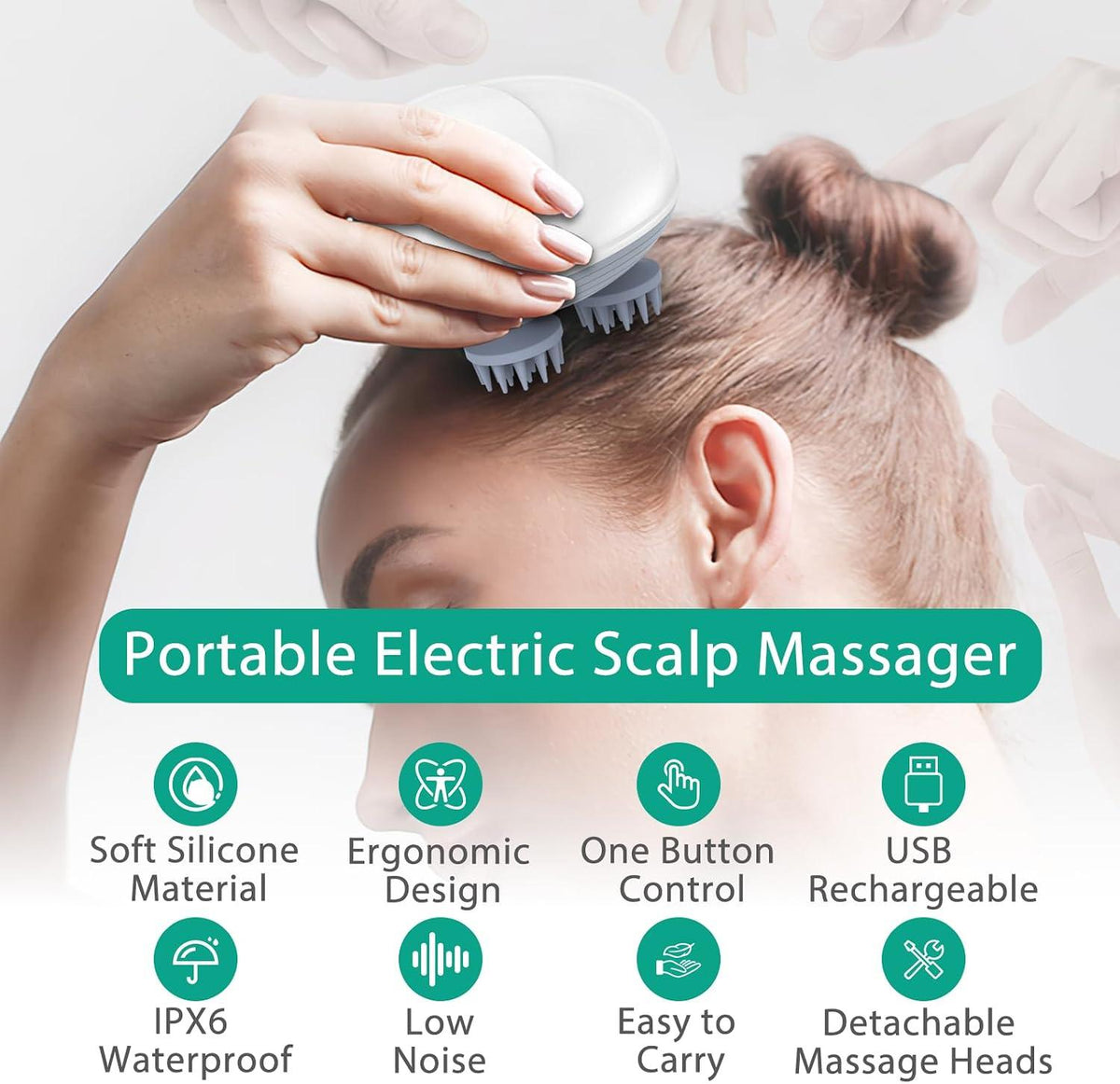 New Electric Scalp Massager 4 Head Hair & Scalp Massage Brush, Relaxing Scalp Care & Hair Massage Tool – Fast Shipment
