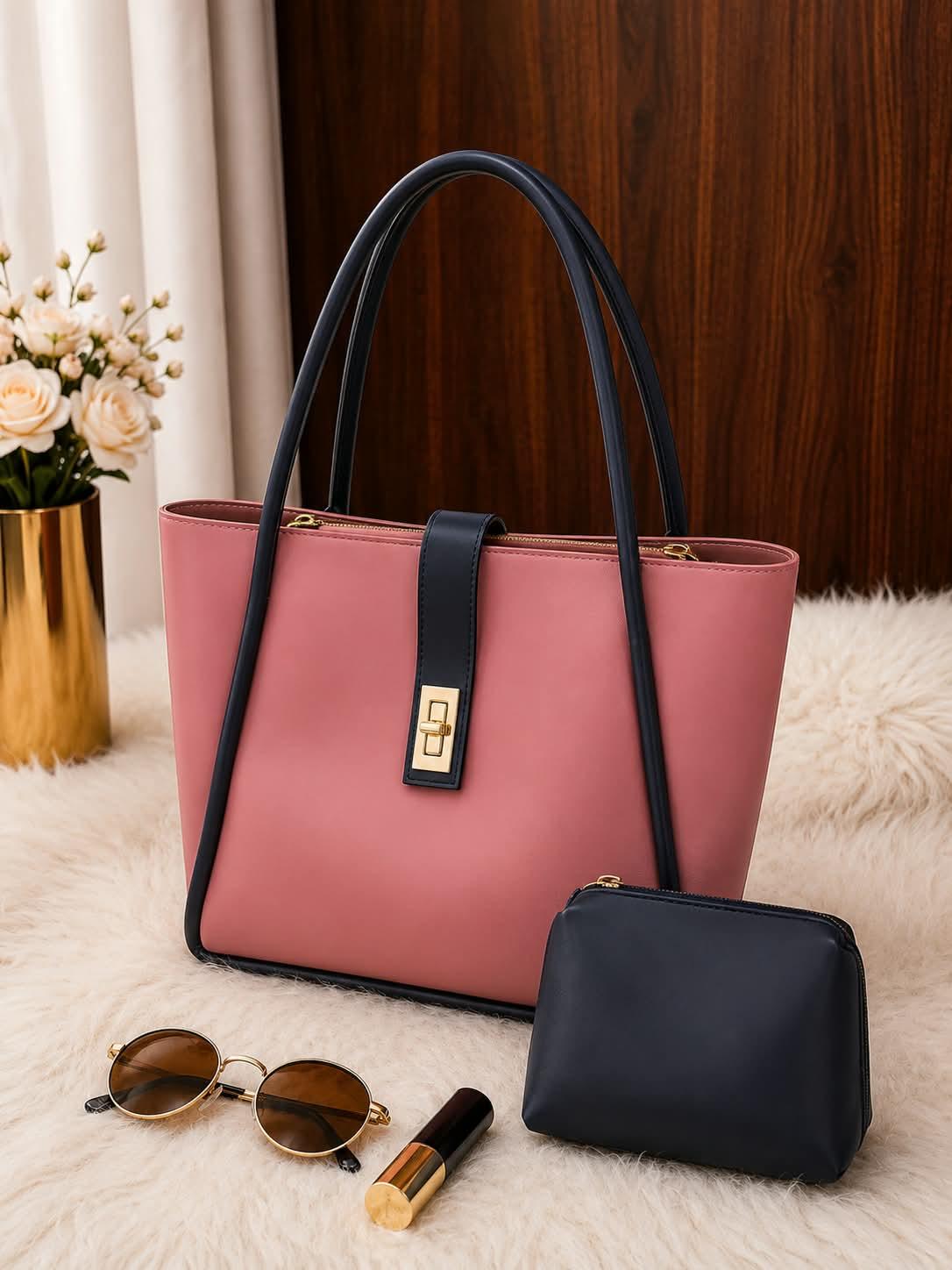 Premium Women’s Tote Handbag with Matching Pouch | Elegant Stylish Shoulder Bag | Spacious Ladies Fashion Purse for Office, Shopping & Daily Use