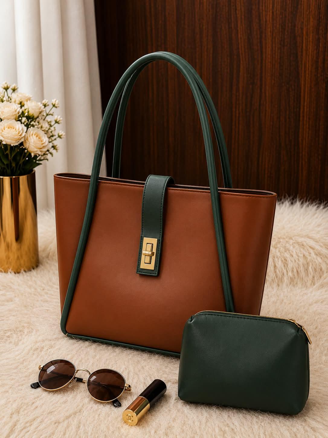 Premium Women’s Tote Handbag with Matching Pouch | Elegant Stylish Shoulder Bag | Spacious Ladies Fashion Purse for Office, Shopping & Daily Use