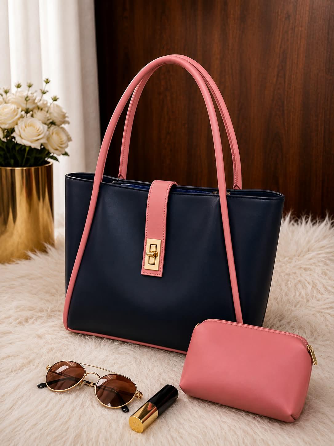 Premium Women’s Tote Handbag with Matching Pouch | Elegant Stylish Shoulder Bag | Spacious Ladies Fashion Purse for Office, Shopping & Daily Use