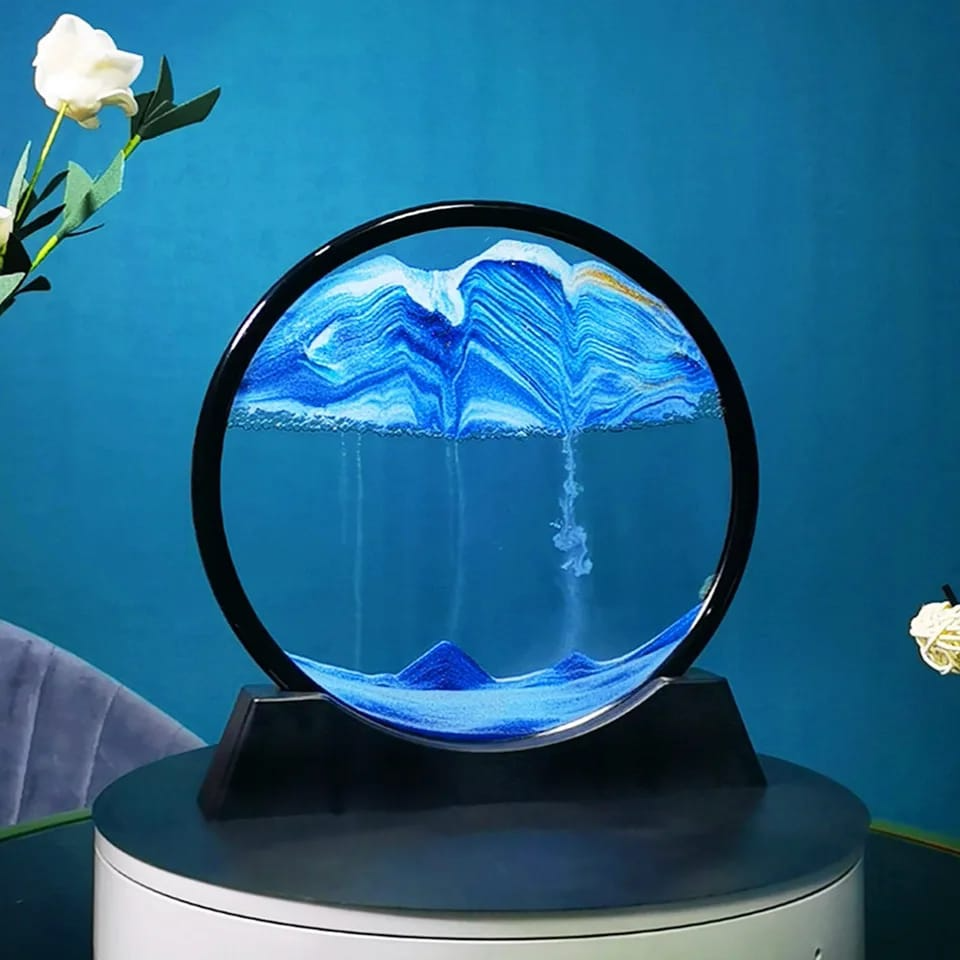 New 3D Moving Sand Frame 7 Inch Decorative Sand Art Picture | Relaxing Flowing Sandscape Desk & Home Decor | Random Color | Fast Shipment