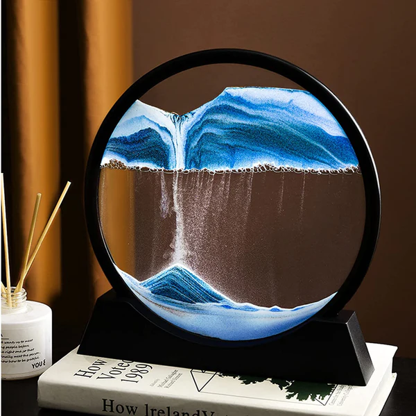 New 3D Moving Sand Frame 7 Inch Decorative Sand Art Picture | Relaxing Flowing Sandscape Desk & Home Decor | Random Color | Fast Shipment